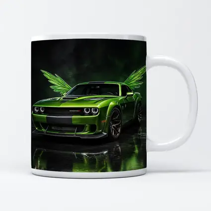Green Dodge Challenger SRT Hellcat With Wings
