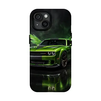 Green Dodge Challenger SRT Hellcat With Wings