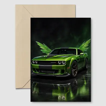 Green Dodge Challenger SRT Hellcat With Wings