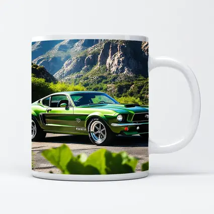 Green Ford Mustang Fastback Mountain Road