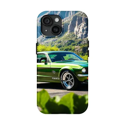 Green Ford Mustang Fastback Mountain Road