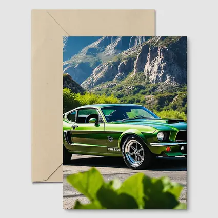Green Ford Mustang Fastback Mountain Road