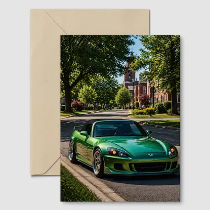 Green Honda S2000 Parked on Suburban Street