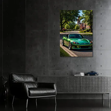 Green Honda S2000 Parked on Suburban Street