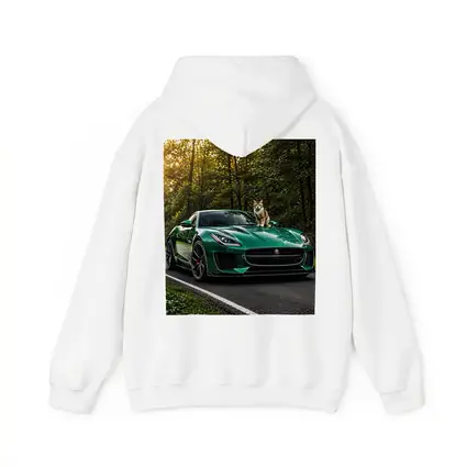 Green Jaguar F Type Cat Forest Road