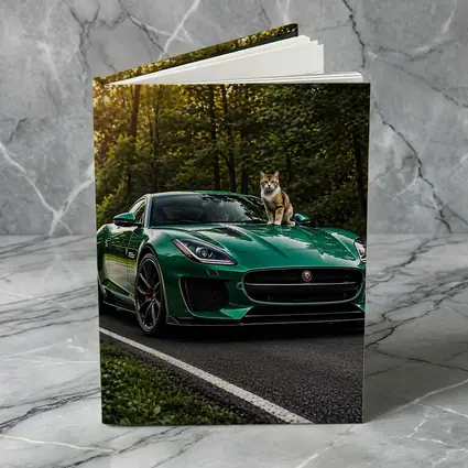 Green Jaguar F Type Cat Forest Road