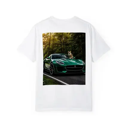 Green Jaguar F Type Cat Forest Road