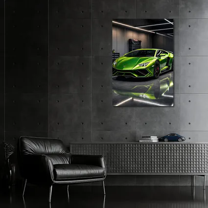 Lamborghini Huracan Green Garage Supercar Art