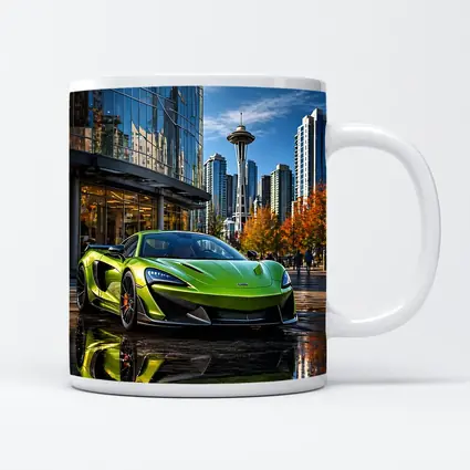 McLaren 600LT Green Supercar Seattle Skyline