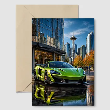 McLaren 600LT Green Supercar Seattle Skyline
