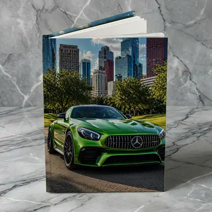 Mercedes AMG GT Green Houston City Skyline