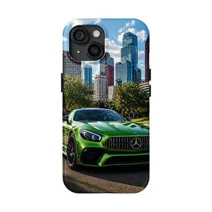 Mercedes AMG GT Green Houston City Skyline