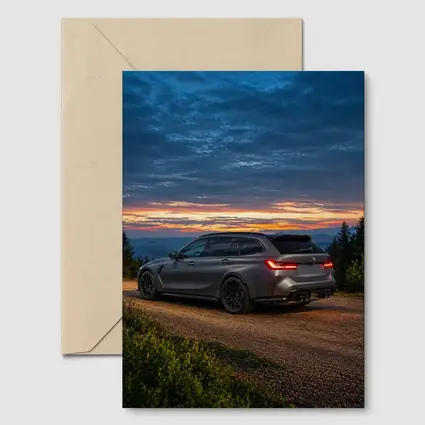 BMW M3 Touring Sunset Mountain Gravel Road