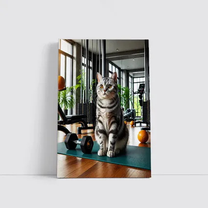 American Shorthair Cat In Modern Gym