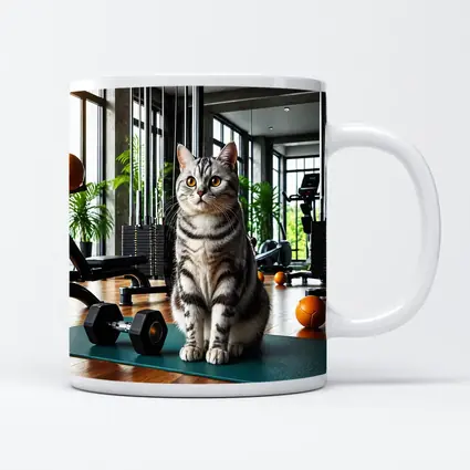American Shorthair Cat In Modern Gym