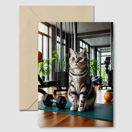 American Shorthair Cat In Modern Gym