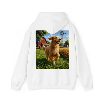 Golden Retriever Running on Sunny Farm