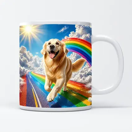 Golden Retriever Running on Rainbow Road