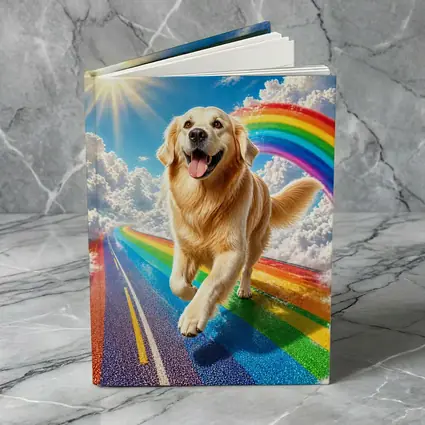 Golden Retriever Running on Rainbow Road