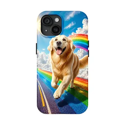 Golden Retriever Running on Rainbow Road