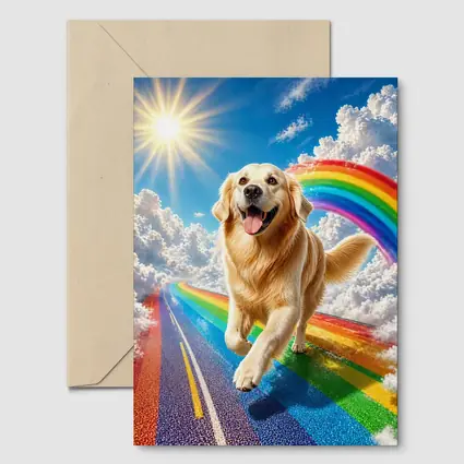 Golden Retriever Running on Rainbow Road