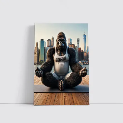 Gorilla Meditating Yoga New York City Skyline