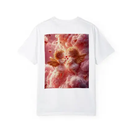 Cherub Angels Pink Clouds Gold Hearts