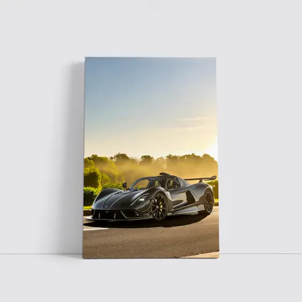 Hennessey Venom F5 Black Supercar Sunset Road