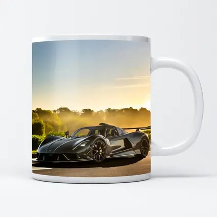 Hennessey Venom F5 Black Supercar Sunset Road