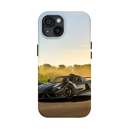 Hennessey Venom F5 Black Supercar Sunset Road
