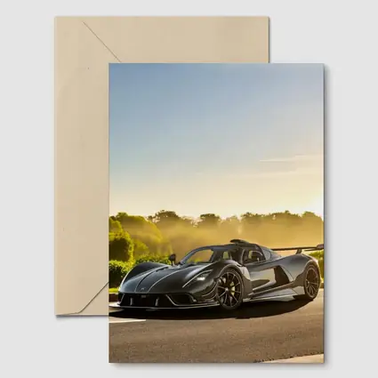 Hennessey Venom F5 Black Supercar Sunset Road