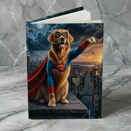 Golden Retriever Superman Hero City Night
