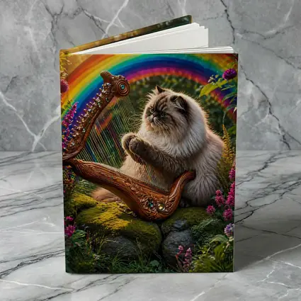 Himalayan Cat Playing Harp Rainbow Garden