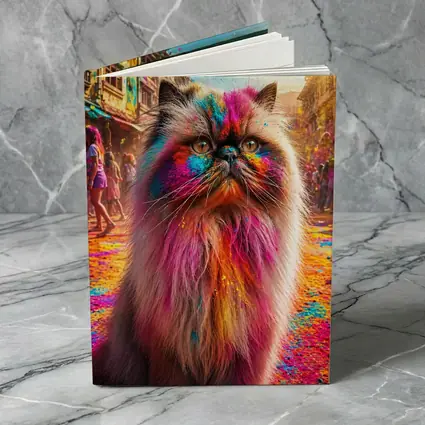 Himalayan Cat Covered in Holi Festival Colors