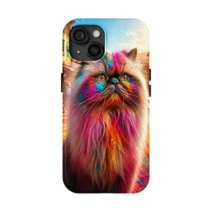 Himalayan Cat Covered in Holi Festival Colors