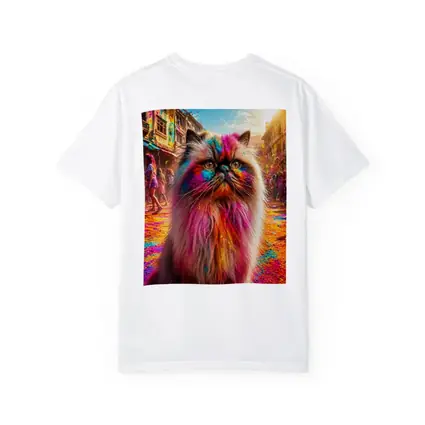 Himalayan Cat Covered in Holi Festival Colors