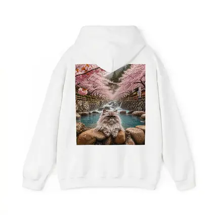 Himalayan Cat Relaxing Among Cherry Blossoms