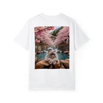 Himalayan Cat Relaxing Among Cherry Blossoms