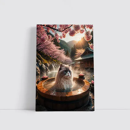 Ragdoll Cat Relaxing in Japanese Hot Spring