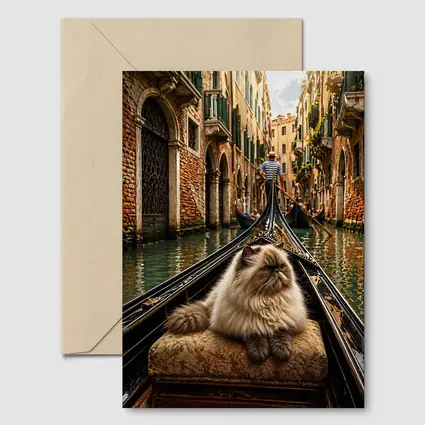 Himalayan Cat Riding Gondola Venice Canal