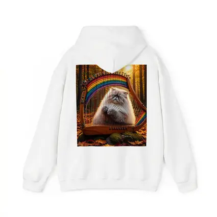 Himalayan Cat Playing Rainbow Harp Autumn Forest