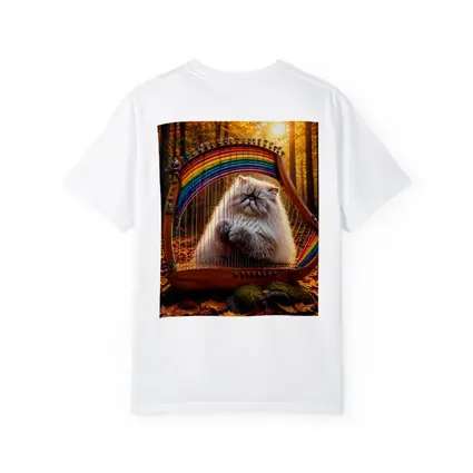 Himalayan Cat Playing Rainbow Harp Autumn Forest
