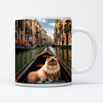 Himalayan Cat Riding Gondola Venice Canal