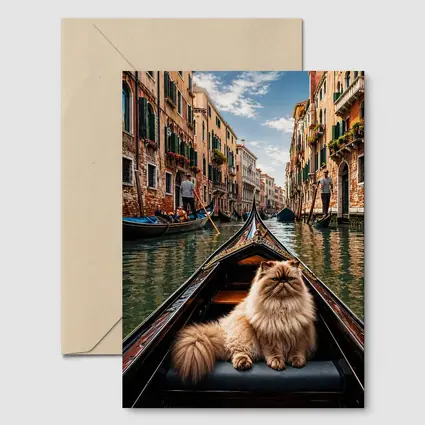 Himalayan Cat Riding Gondola Venice Canal