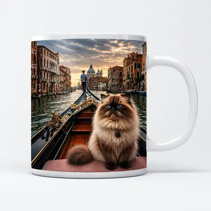 Himalayan Cat on Venice Gondola Canal