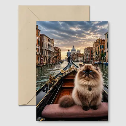 Himalayan Cat on Venice Gondola Canal