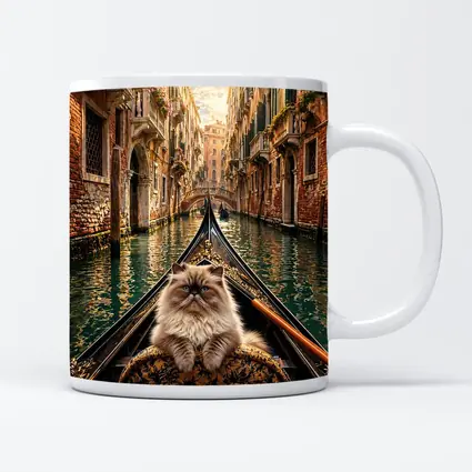 Himalayan Cat Riding Gondola Venice Canal