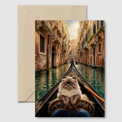 Himalayan Cat Riding Gondola Venice Canal