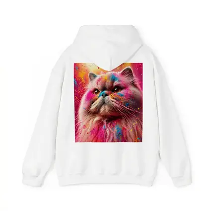 Persian Cat Covered in Colorful Holi Powder
