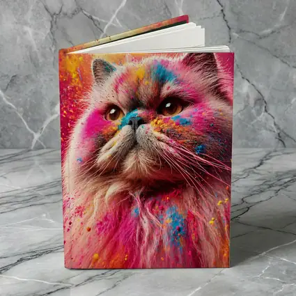 Persian Cat Covered in Colorful Holi Powder